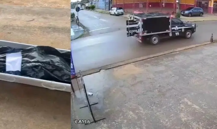 Rabecão da Polícia Civil deixa corpo cair na rua no decorrer de trajeto na zona Sul de Porto Velho
